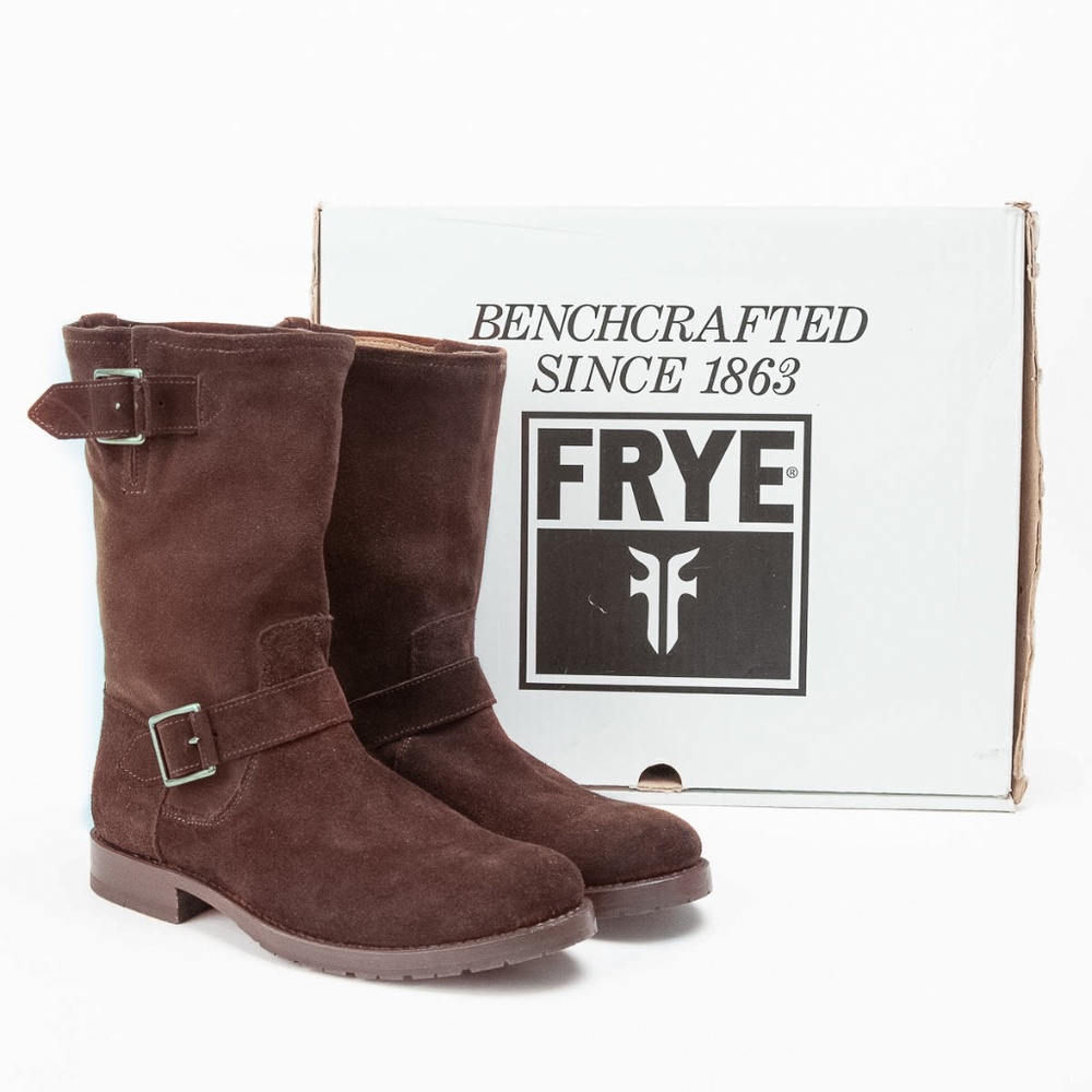 Frye Brown Suede Moto Style Boots